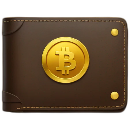 leather wallet with crypto and gold emoji