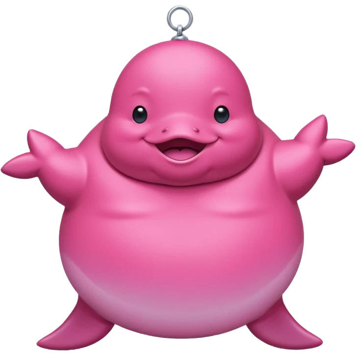 dancing fat whale with pink necklace emoji