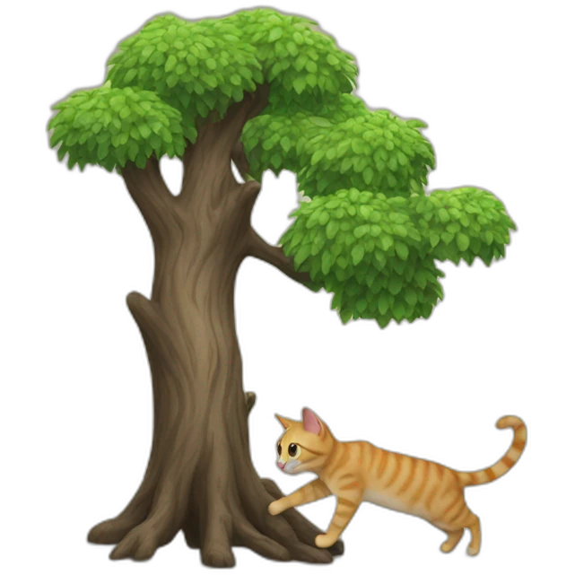 Cat walking over a tree emoji