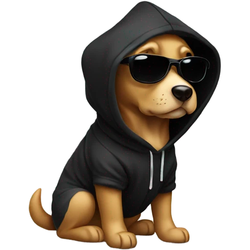 Dog with black hoodie and sunglasses  emoji