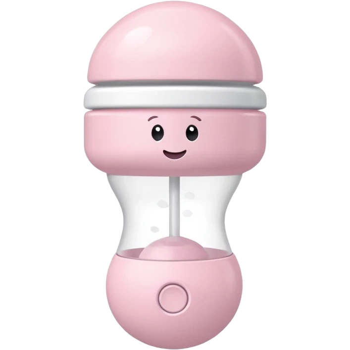 White and light pink baby shaker rattle toy with nothing on it emoji