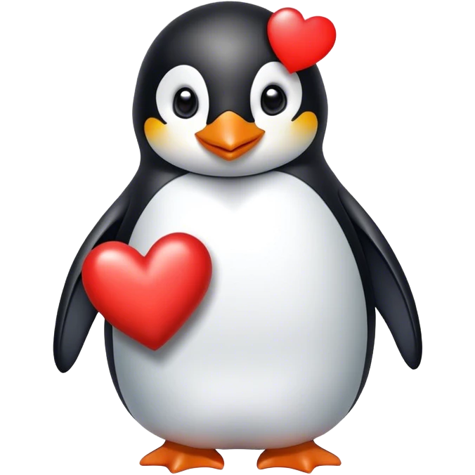 Penguin with a red big heart emoji