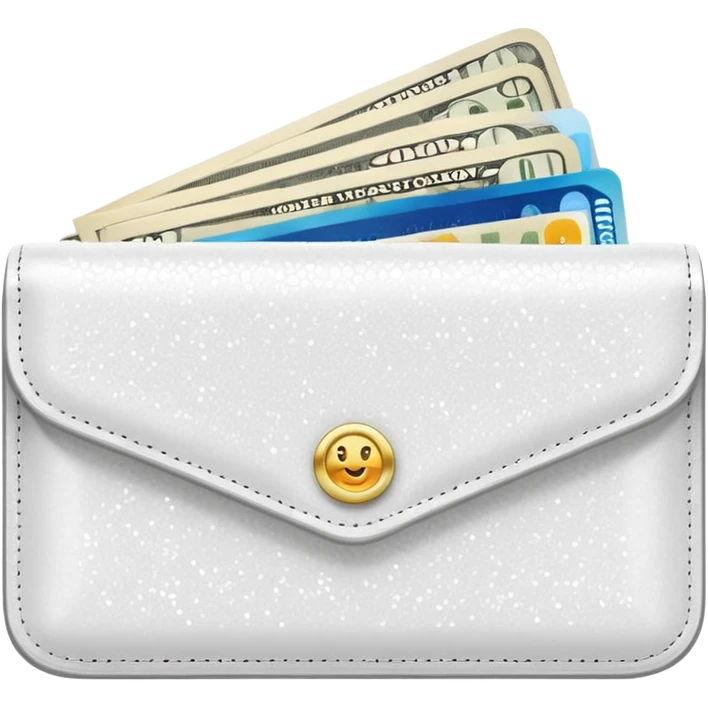 glitter white wallet with money and card emoji