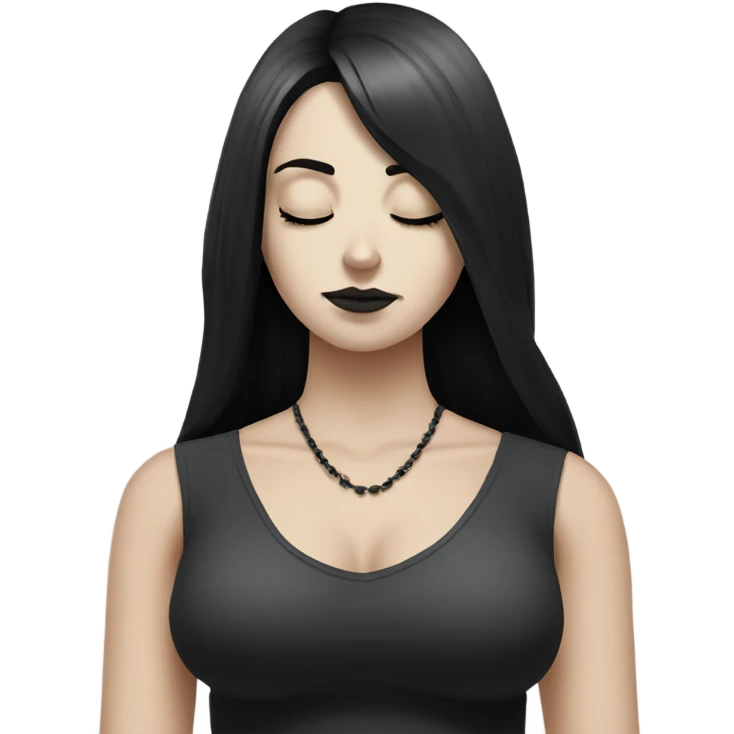 goth white girl and black hair meditating emoji