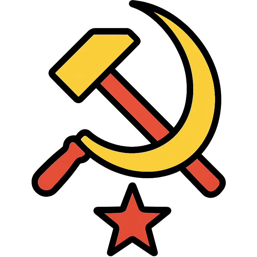 communist symbol, minimal and modern, lineal color icon with black outlines emoji