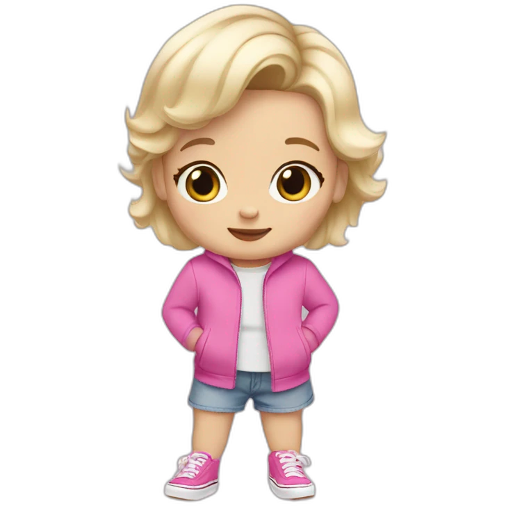 1 year old white blonde girl wearing pink Vans shoes emoji