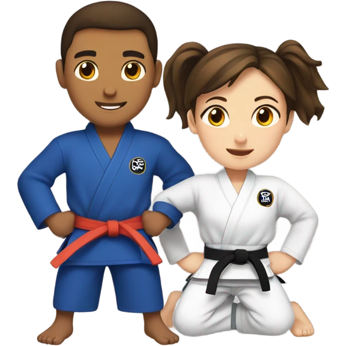 Girl and brunette boy doing Jiu jitsu  emoji