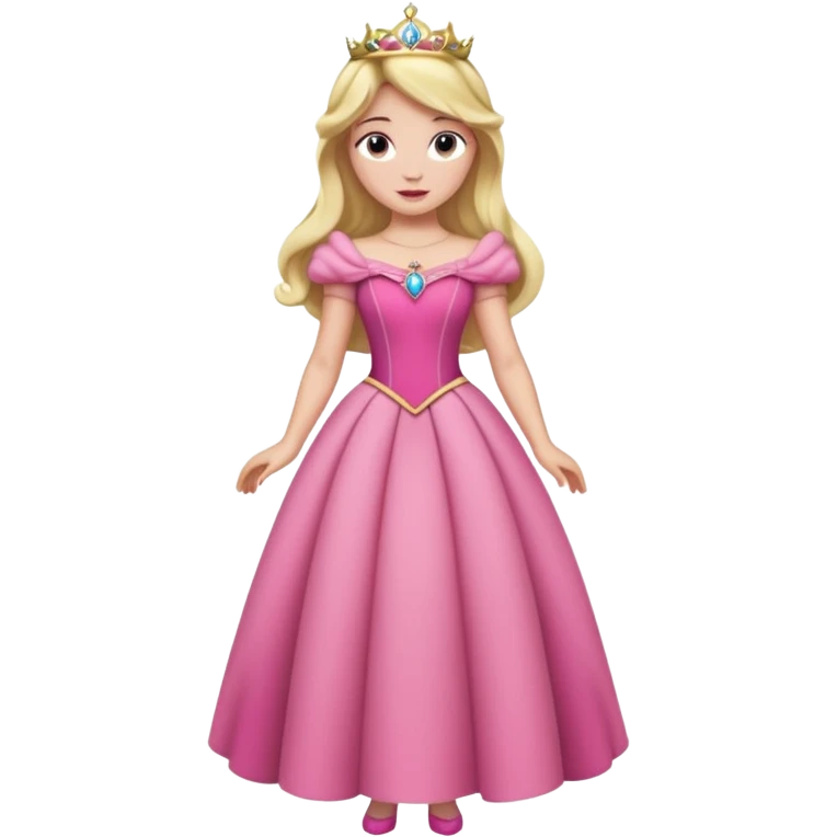 Princesa aurora Disney com vestido rosa e corpo inteiro emoji