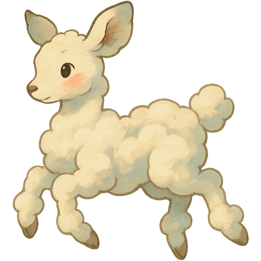 vanilla cloud doe, floating gracefully, rosy cheeks, ghibli-inspired emoji