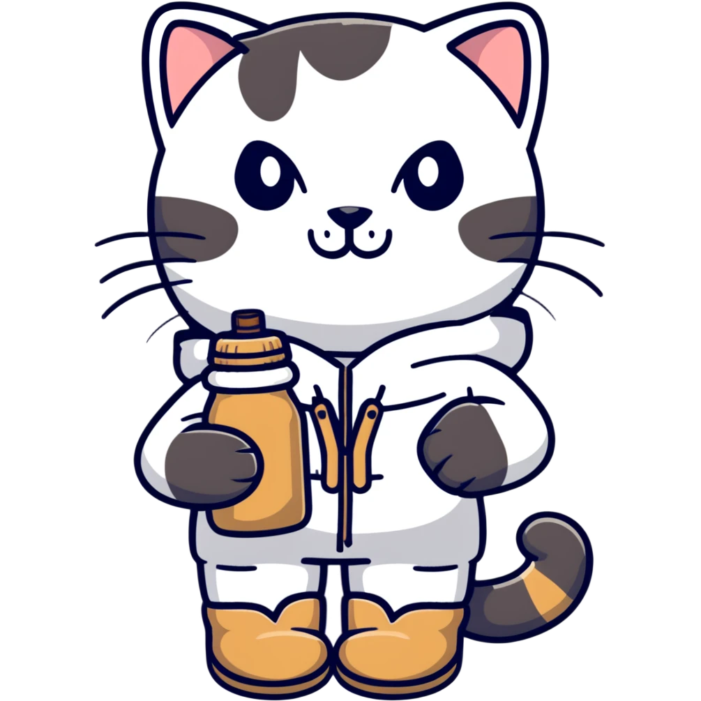 Baddie cat with stanley bottle and ug’s emoji