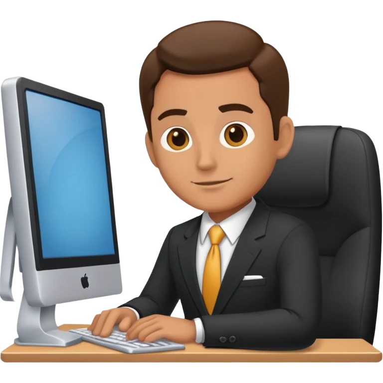 Salesman sitting at his computer emoji
