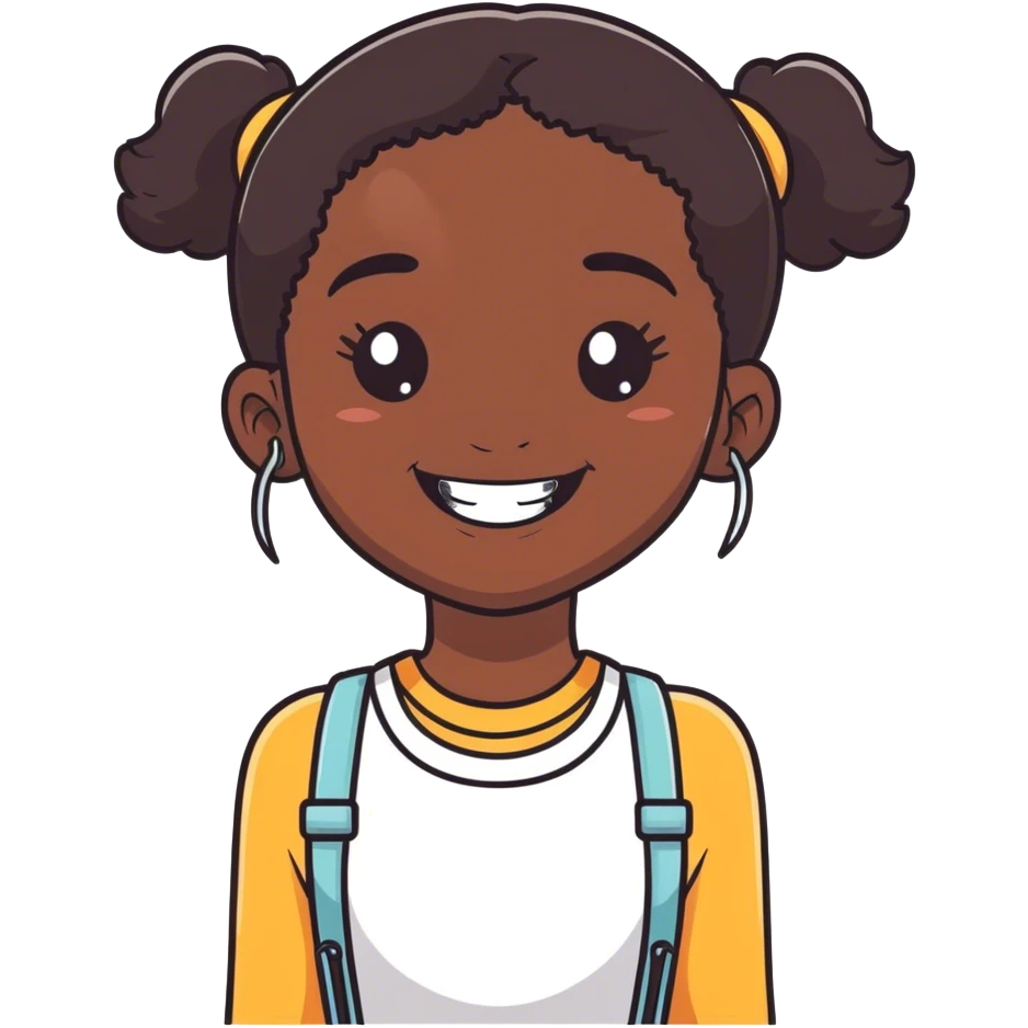 Dark skin girl with braces emoji