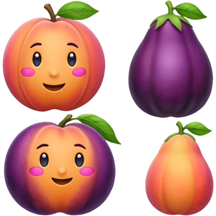 Make an emoji of a peach and eggplant emoji