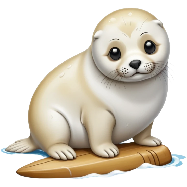 Training a harp seal at beach  emoji