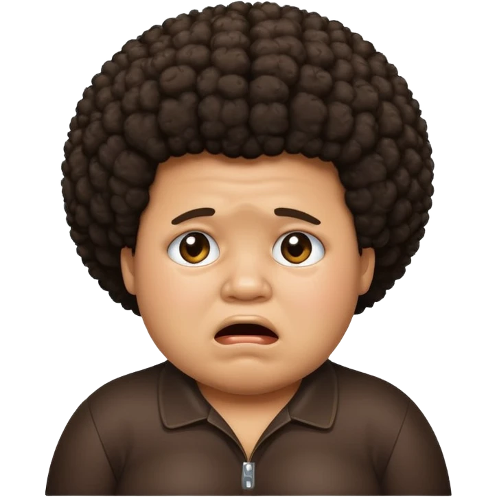 dark brown fat boy with afro crying emoji