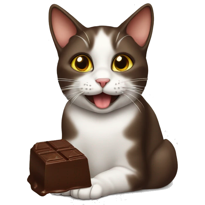 Cat eating chocolate emoji