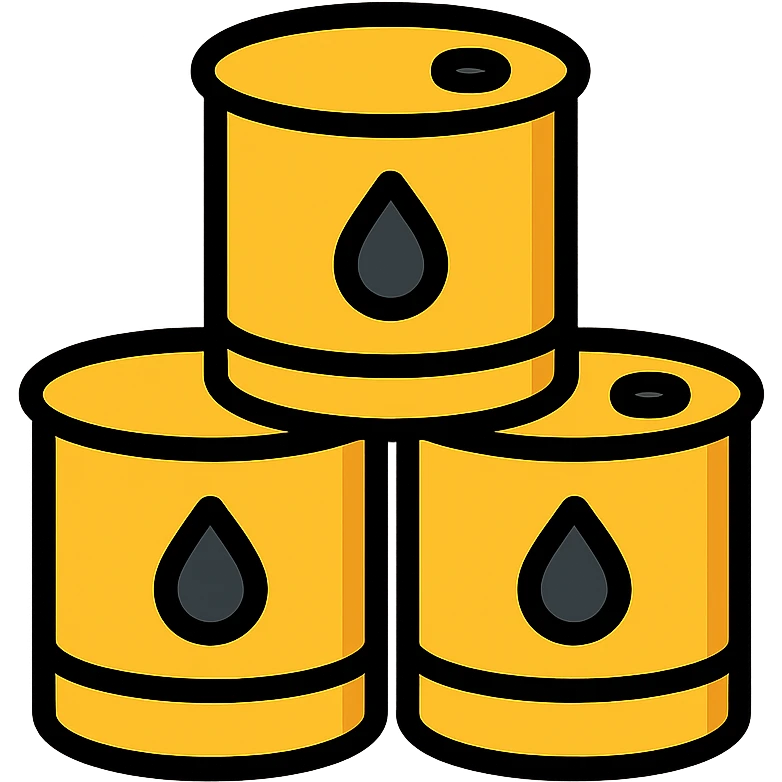 a stack of petroleum barrels, industrial style, metallic texture, modern and clean, suitable for branding emoji