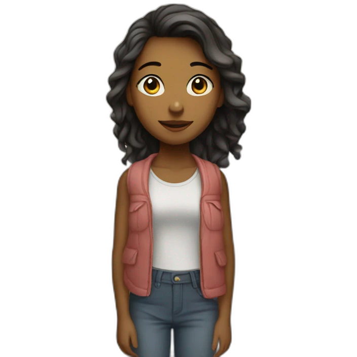 the girl is standing in front of the road emoji