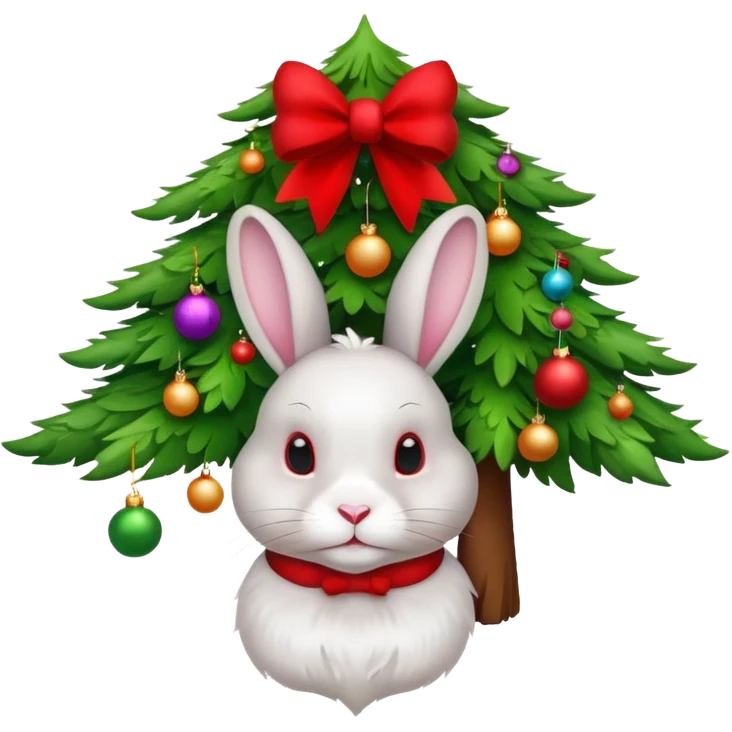 a rabbit under the Christmas tree emoji