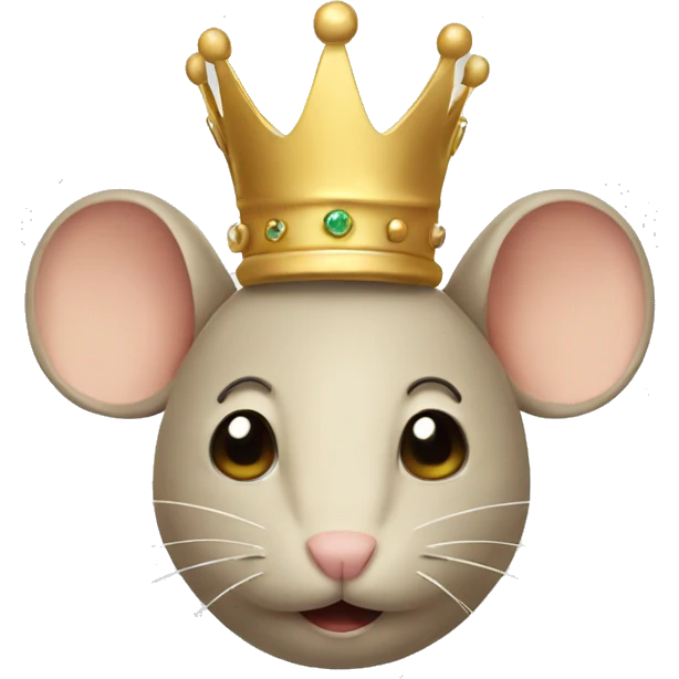 Beige mouse with crown on head emoji
