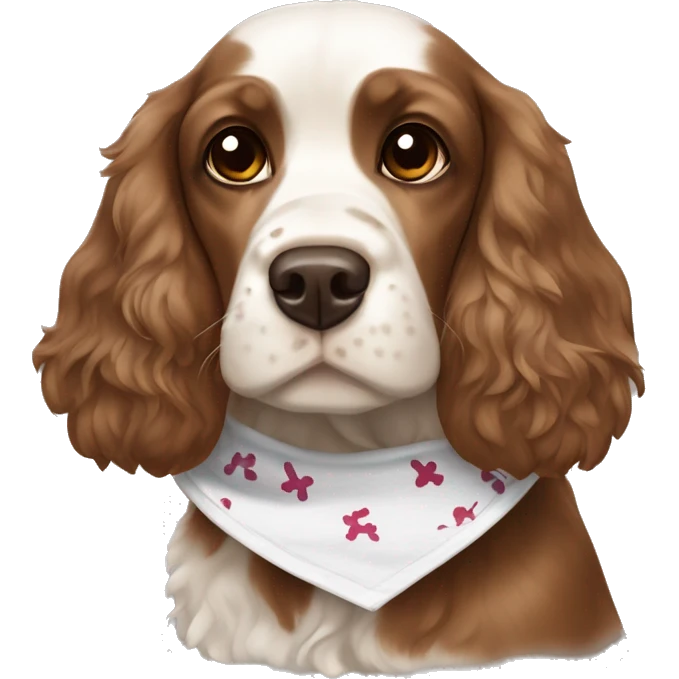 Brown and white cocker spaniel with bandanna  emoji