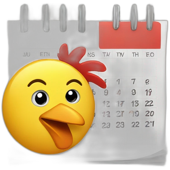 Planning calendar month with chicken head emoji