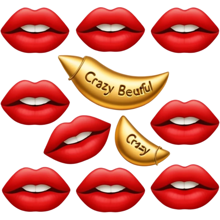Set of lips with the words ‘crazy beautiful’ around them emoji