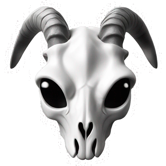 goat skull black & white not 3d  emoji