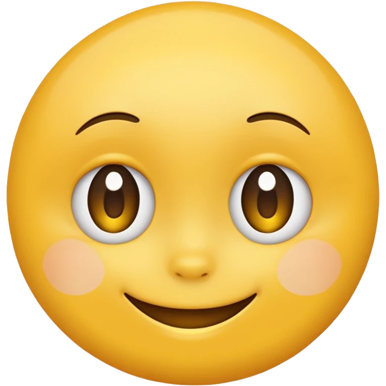 Emoji, yellow round smiling face, virbant bright shy expression emoji