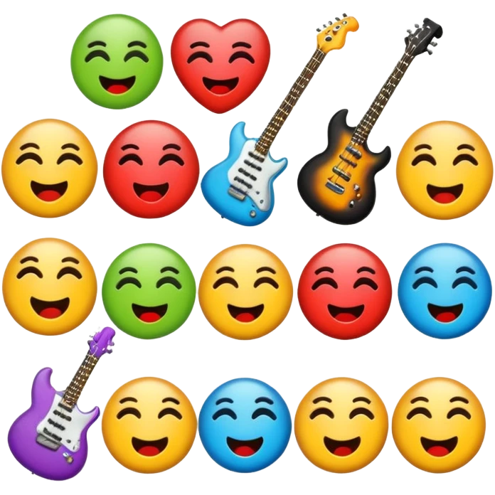 several emoticons related to rock music emoji