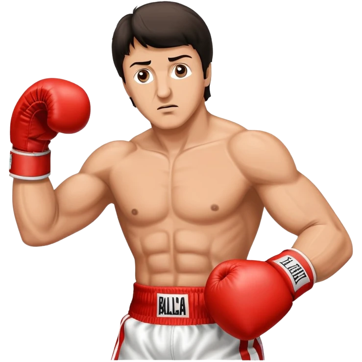 Boxing fighter Rocky Balboa with boxing gloves in fighting stance emoji
