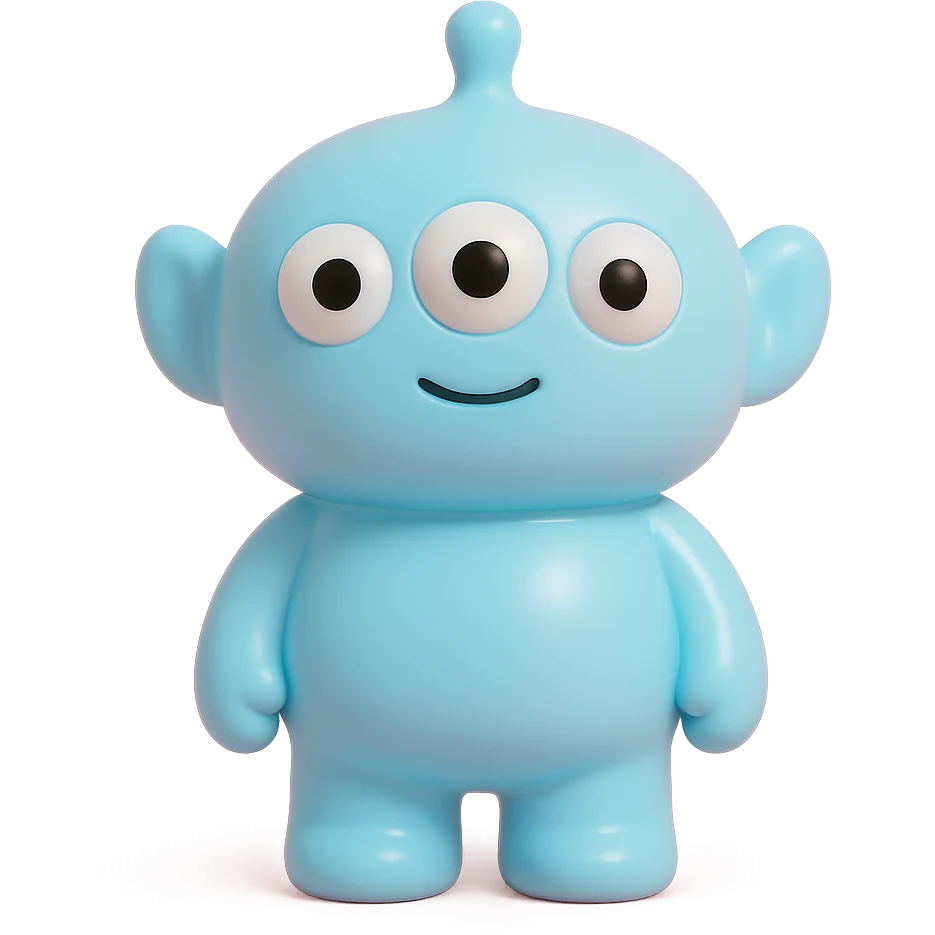 cute blue alien with three eyes emoji