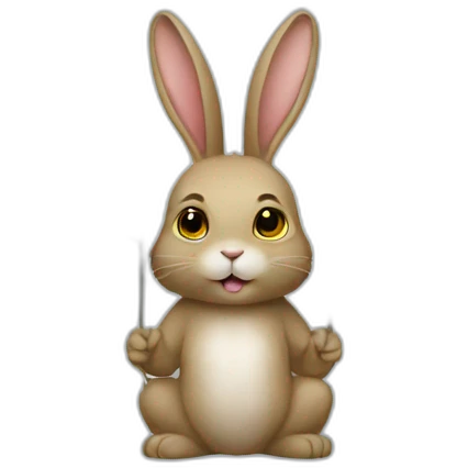 A rabbit holds a Ukrainian flag emoji