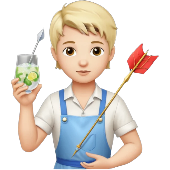 Cupid with arrow mixing Gin Tonic emoji
