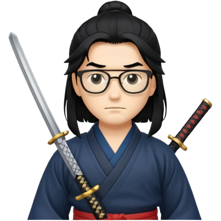 samurai, slim, long hair , glasses emoji