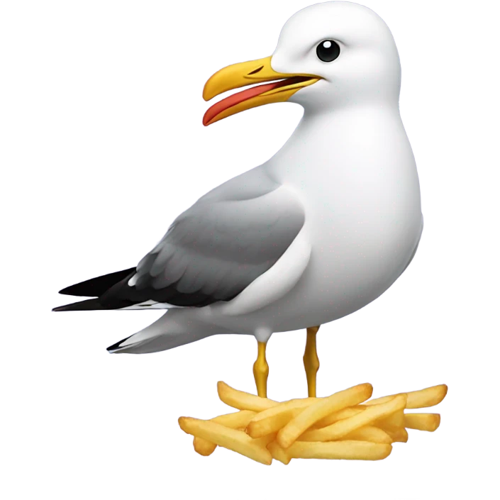 Seagull with a French fry emoji