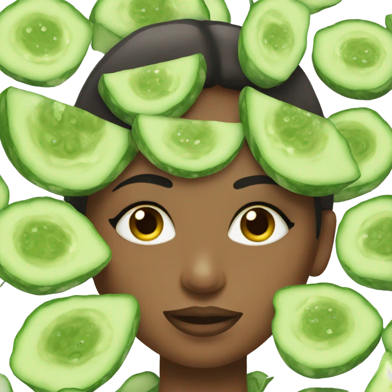 Girl with cucumbers on eyes emoji