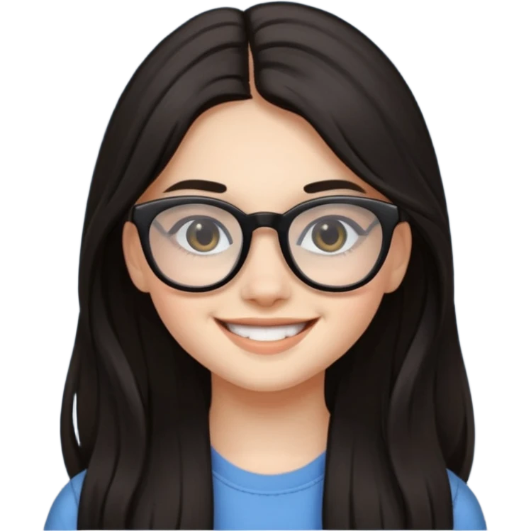 ragazzina di 16 anni mora capelli lunghi con occhiali neri emoji