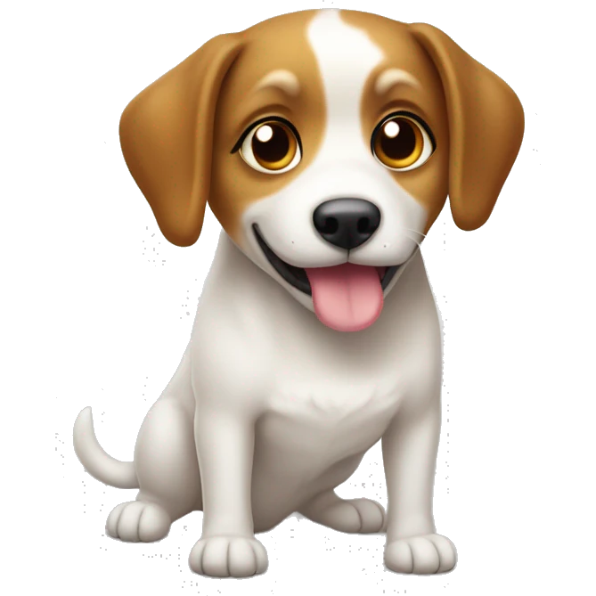 Perrita blanca con ojos cafés pequinés  emoji
