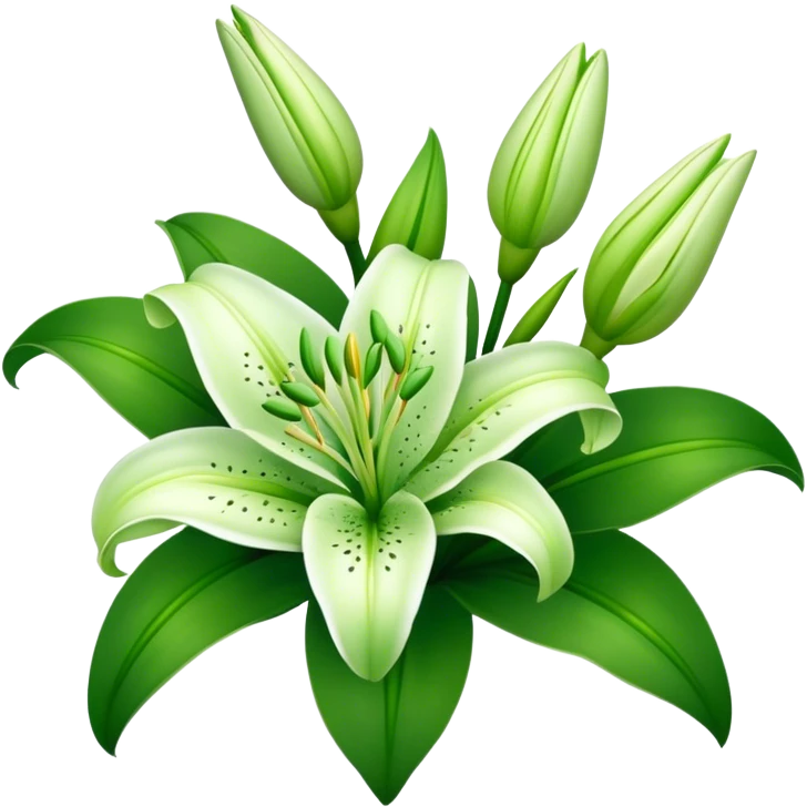 bouquet Soft Green Lily, luxuriant, leaf, bud emoji