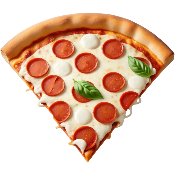 Pizza Napoletana Cinematic Realistic Pizza Napoletana Dish Emoji, depicted as a delicious slice of Neapolitan pizza with a thin, crispy crust, fresh tomato sauce, mozzarella, and basil, rendered with mouth-watering textures and vibrant, warm lighting. emoji