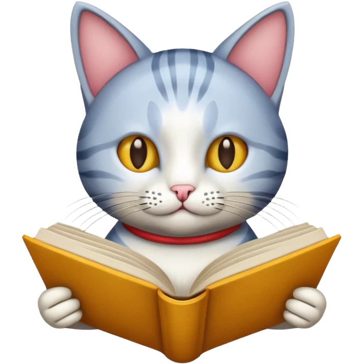 Cat reading book emoji
