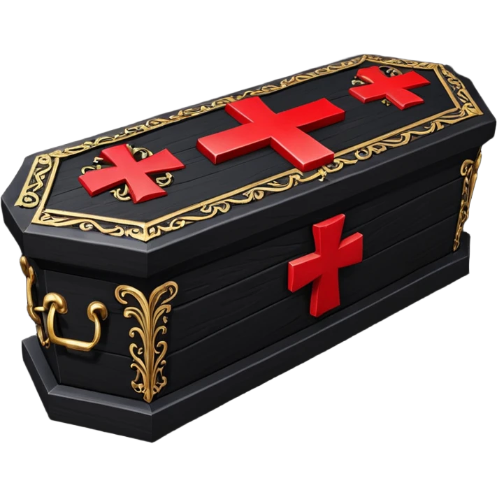 Gothic Victorian black coffin with a Red Cross on it  emoji