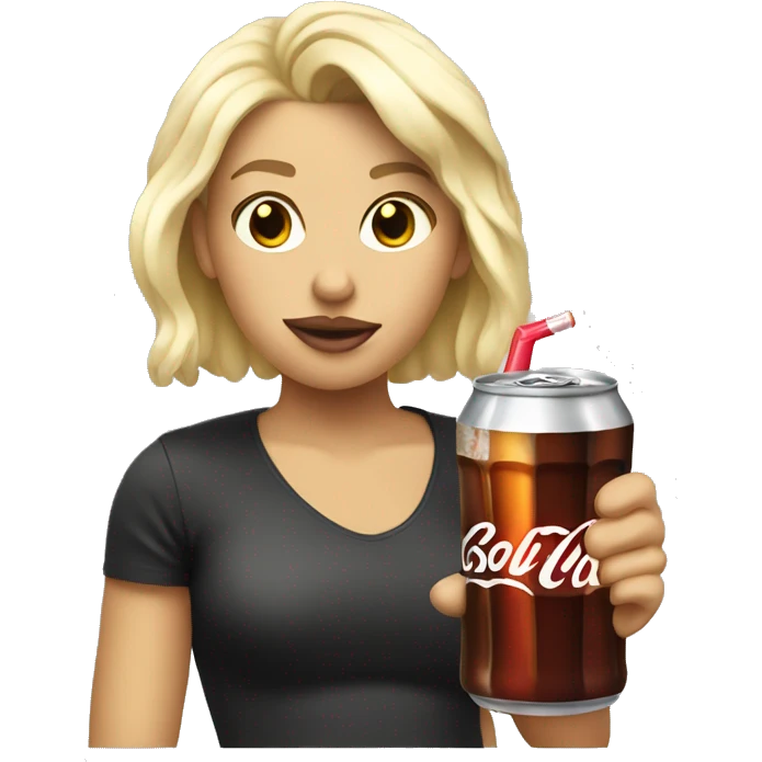 white baddie with blond hair drinking cola emoji