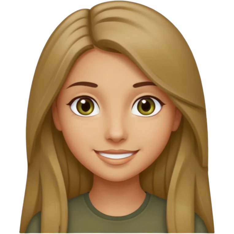 create a girl with dark blond long hair, olive colour eyes, beautiful smile and white skin emoji