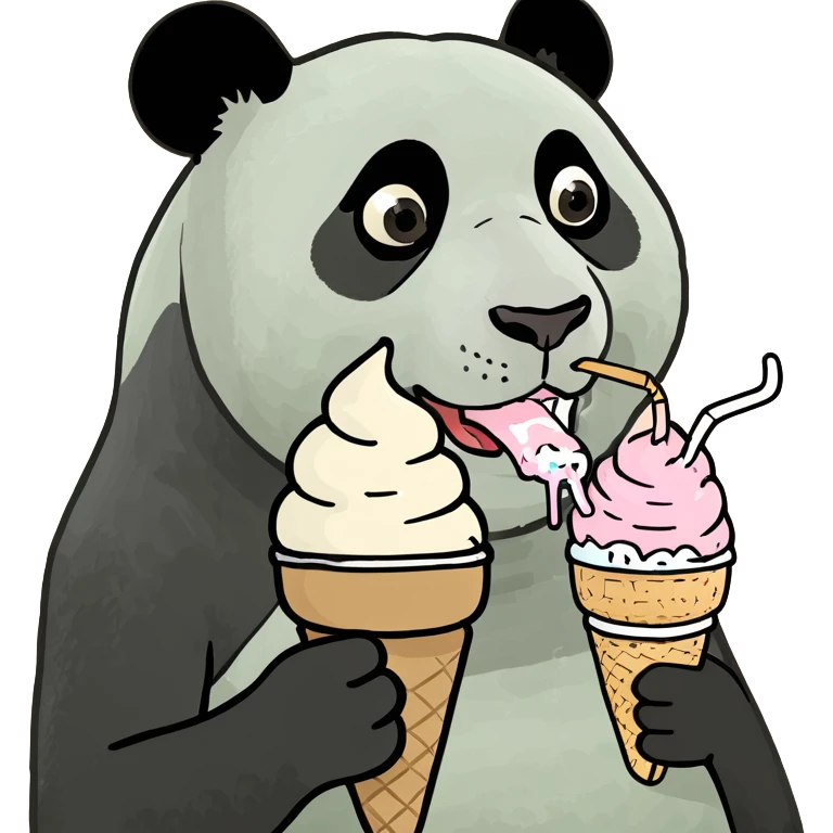 Panda eating ice cream emoji