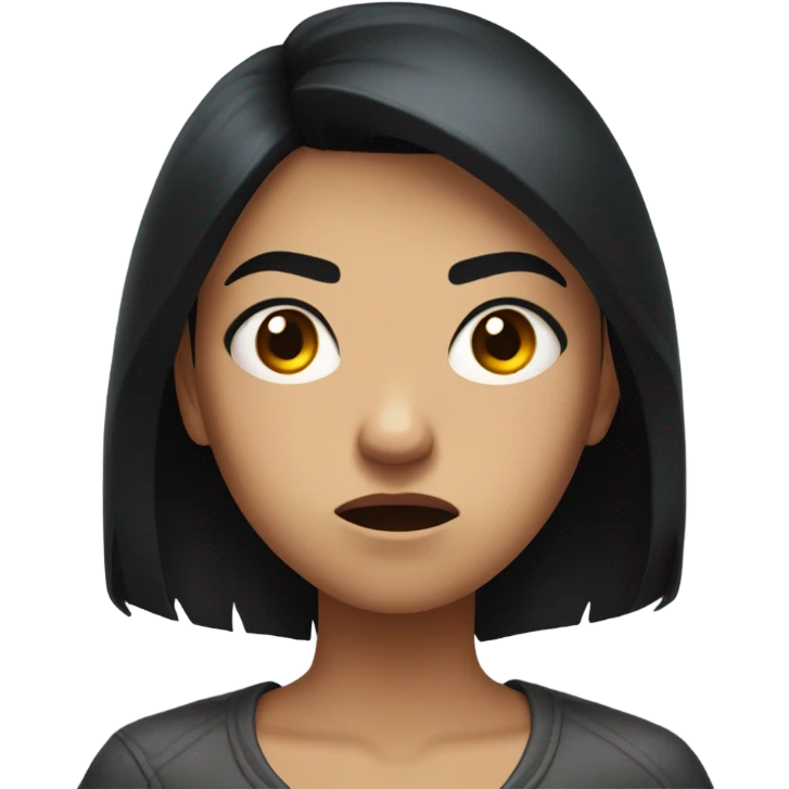 angry girl with straight black hair  emoji