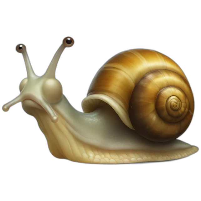 a snail with glass and teeth emoji