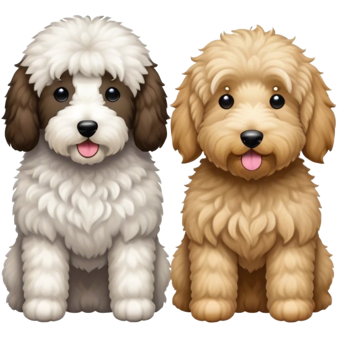 A sheepadoodle and a goldendoodle  emoji