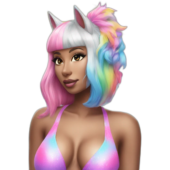 catgirl-nicki-minaj-with-rainbow-unicorn-swim-suit emoji